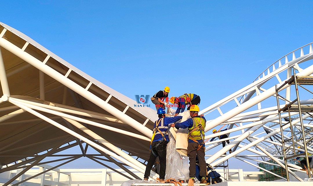 工程進度全速推進，PTFE膜材張拉在即！