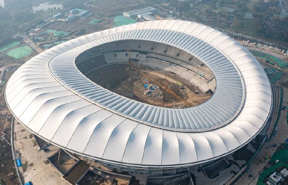 【無錫奧體中心】“羽翼”全舒展，水色天光下的白鷺“振翅高飛”